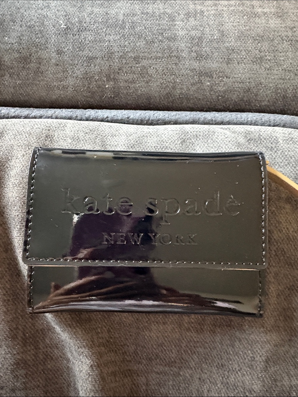 kate spade glossy black patent leather wallet